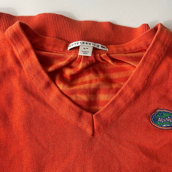 Cutter & Buck Gators Men Sweater Sz S Orange Stripe Preppy Tailgate Florida Fall - Picture 16 of 16